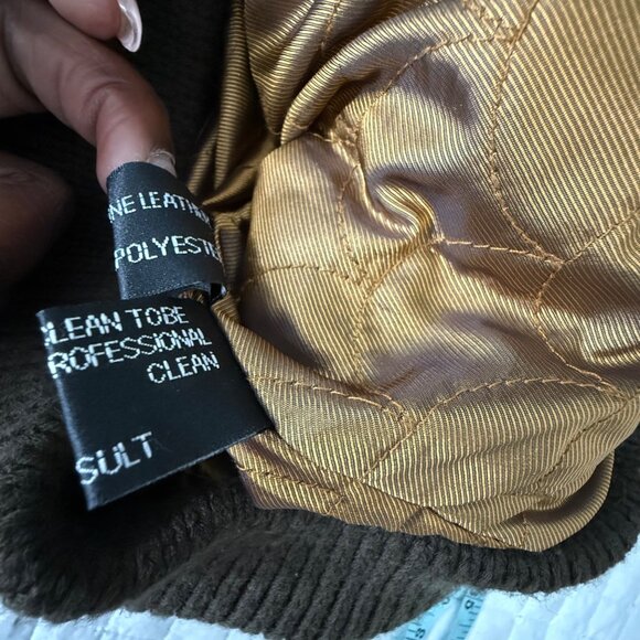 K&C Men's Limited Edition Premium Genuine Leather Bomber Jacket in brown, Size L - Picture 10 of 11